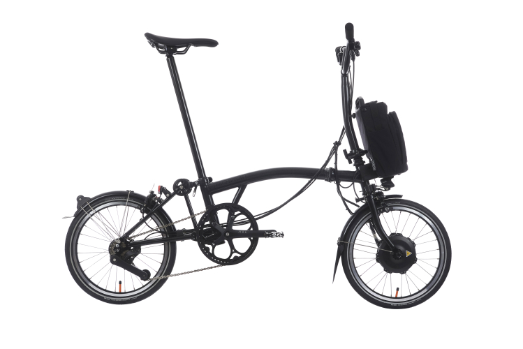Brompton Electric P Line Urban 4 Speed - Mid Handlebar - Midnight Black Metallic