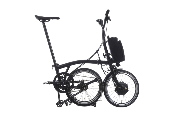 Brompton Electric P Line Urban 4 Speed - Mid Handlebar - Midnight Black Metallic