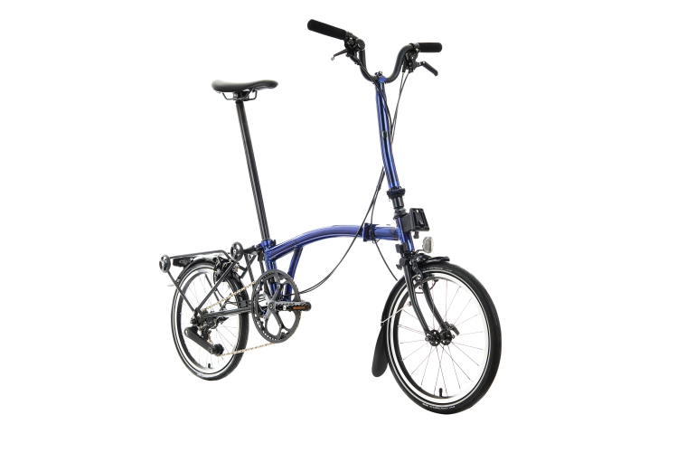 Brompton P Line Explore 12 Speed - High Handlebar - Bolt Blue Lacquer with Rack
