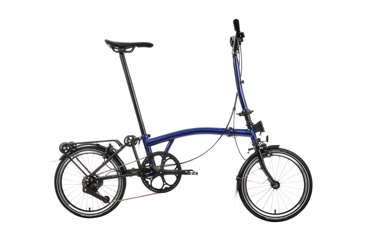 Brompton P Line Explore 12 Speed - High Handlebar - Bolt Blue Lacquer with Rack