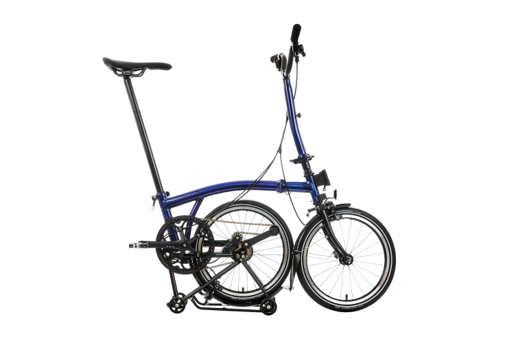 Brompton P Line Explore 12 Speed - High Handlebar - Bolt Blue Lacquer with Rack