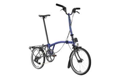 Brompton P Line Explore 12 Speed - High Handlebar - Bolt Blue Lacquer with Rack